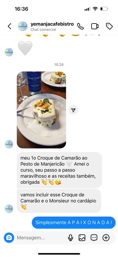 Depoimento de aluna — croque de camarão