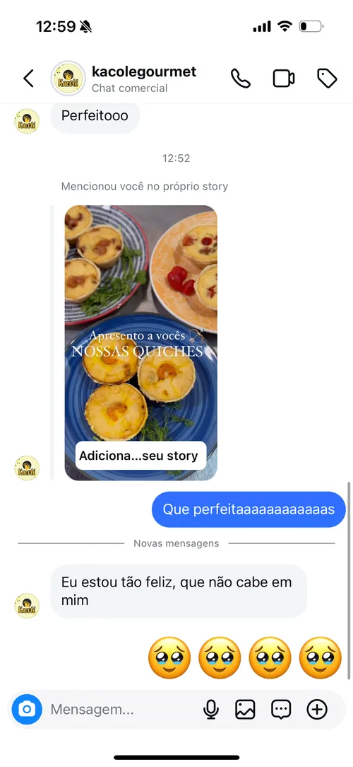 Depoimento de aluna — quiches no prato